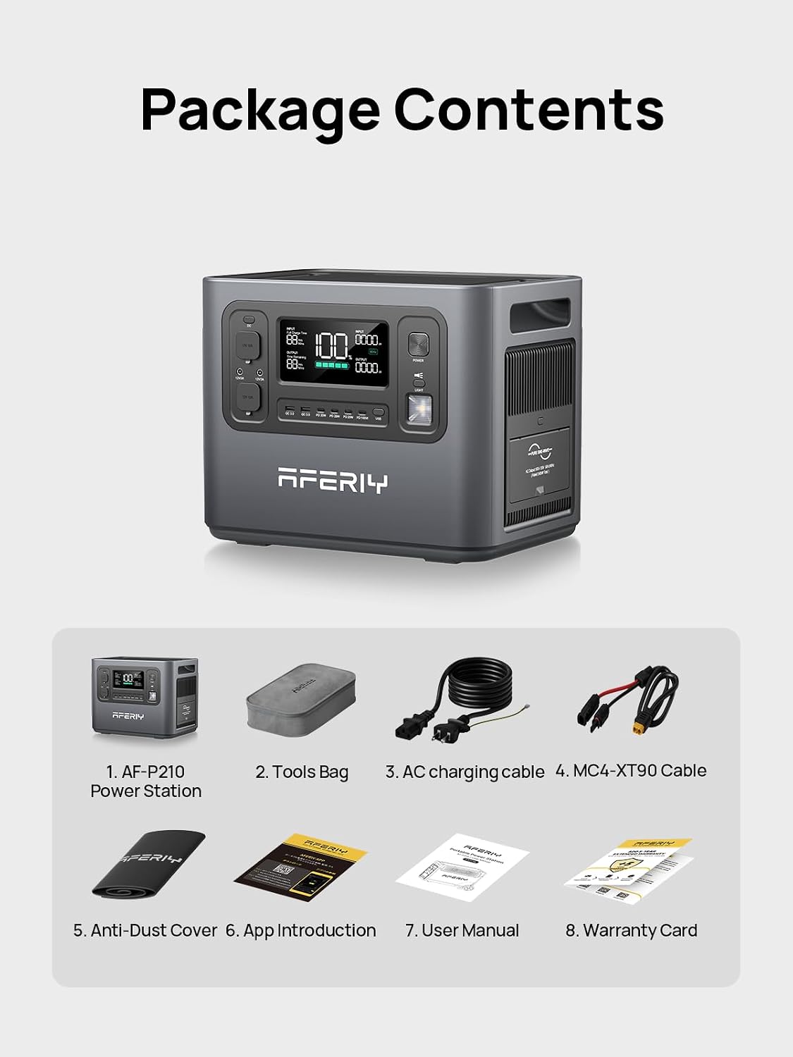 AFERIY Portable Power Station 2400W, 2048Wh Power Station LiFePO4 Backup Battery, Quick Charge in 1.5H, 240V AC Outlets, UPS, Solar Generator, Electric Generator for RV/Camping/Home, 7-Year Warranty