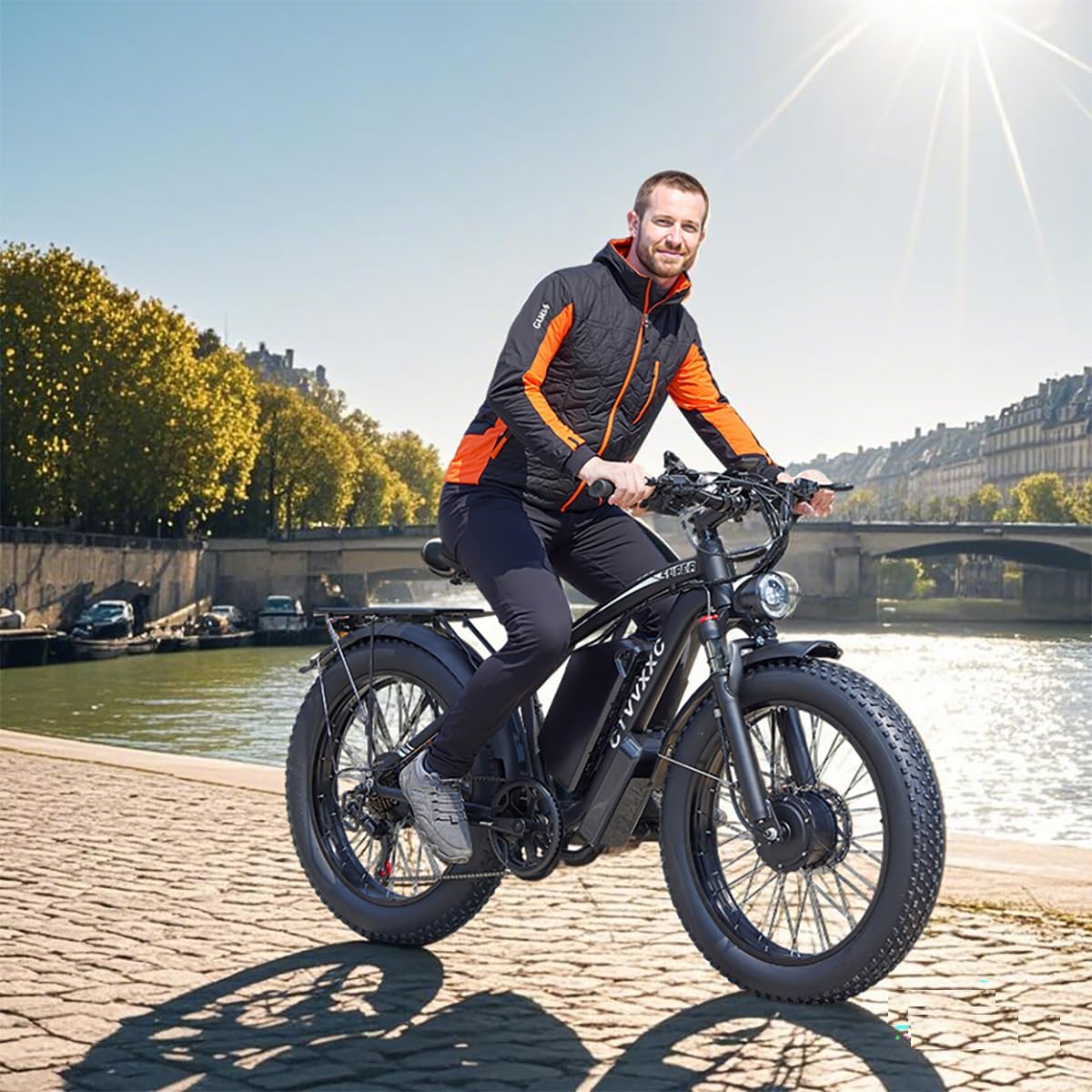 6000W Peak Dual Motor Ebike for Adults - 52V 34Ah Fast Electric Bike for Men Women 45 MPH,Up to 100 Miles,24" Fat Tire Lockable Suspension Electric Bicycle for Snow Off-Road Commuter Mountain E-Bike