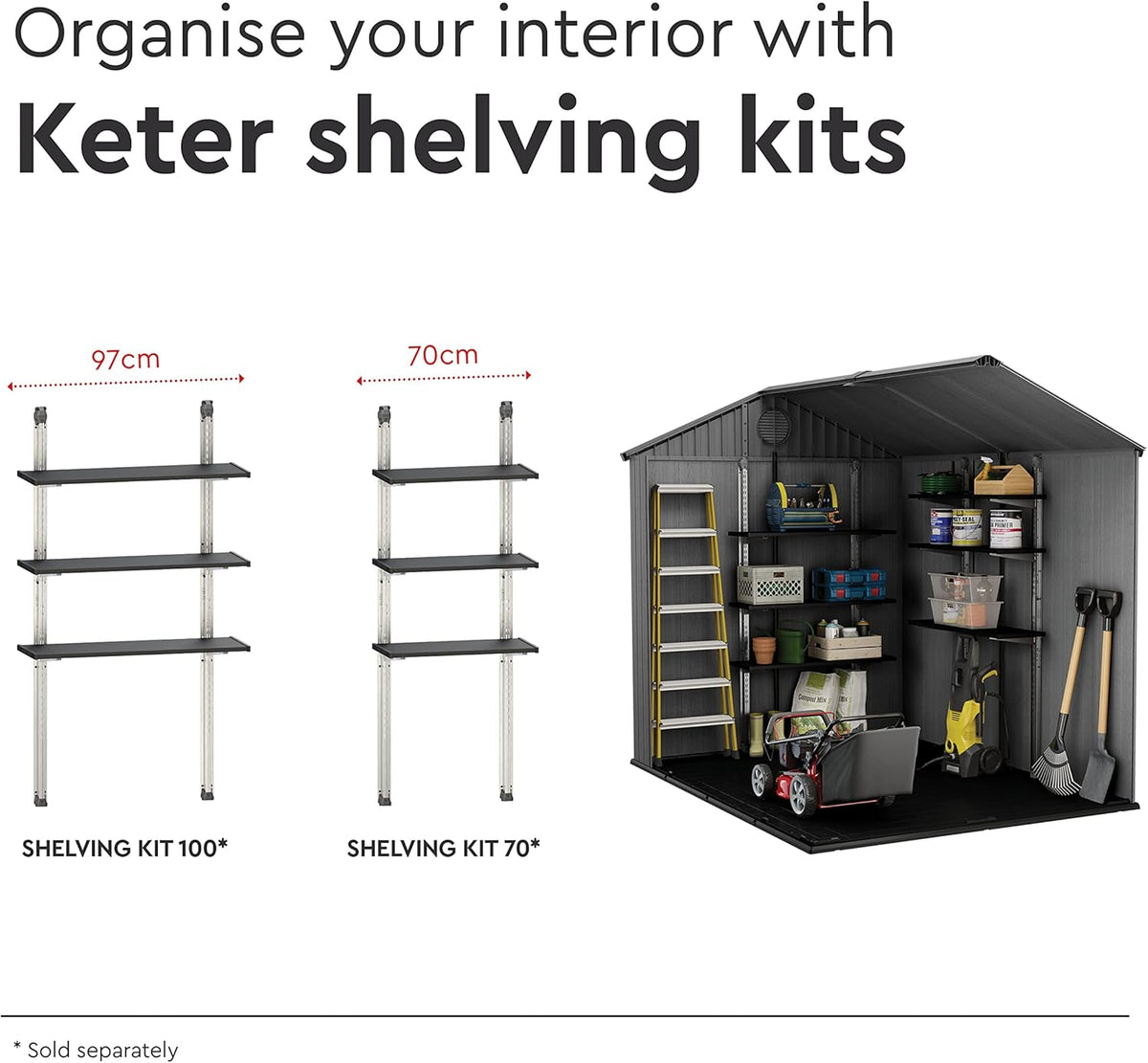 Keter Darwin Outdoor Apex Double Door Garden Storage Shed 6 x 8ft Grey Evotech+ Wood Look and Feel | Fade Free | All Weather Resistant | Safe and Secure | Zero Maintenance | 15 year Warranty