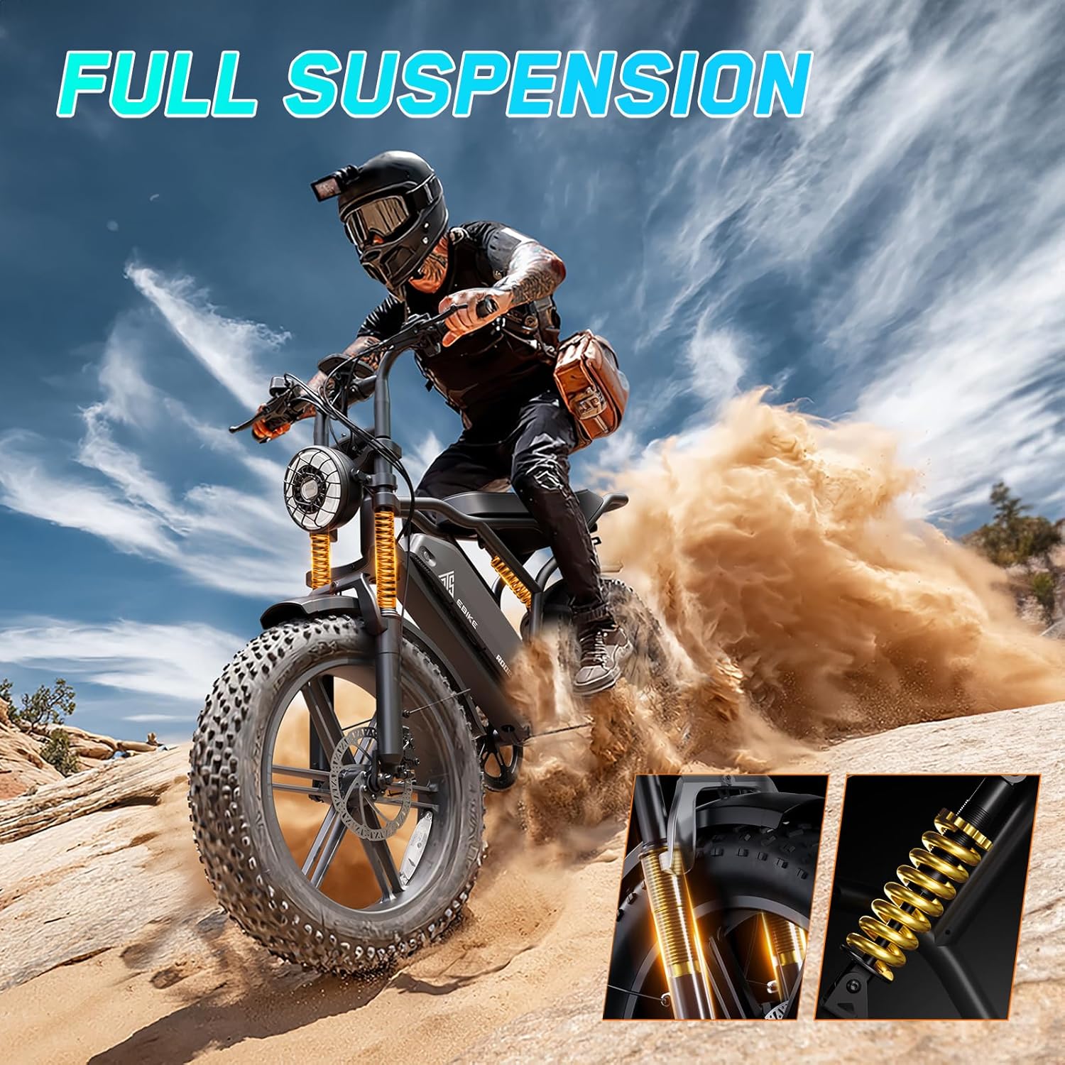 TST Electric Bike for Adults, 1500W Peak Motor 28 MPH 60/100 Miles Fat Tire Ebike with 48V 15Ah/25Ah Removable Battery, 20" Electric Dirt Bike Hydraulic Suspension and 7-Speed