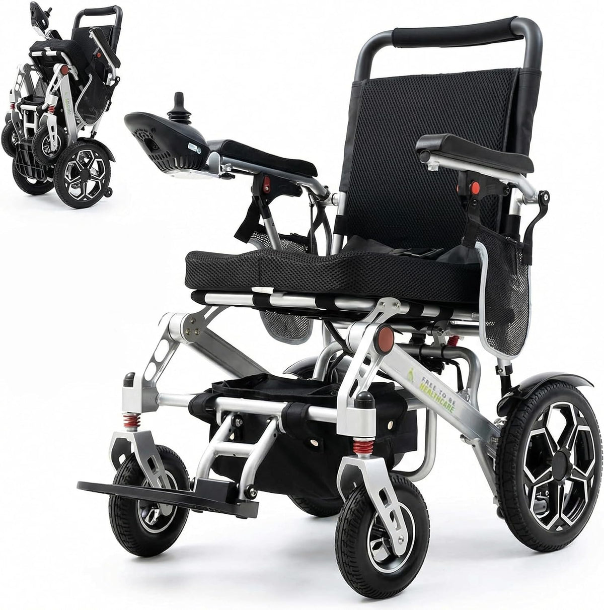 Free to Be Ultra Lightweight Folding Electric Wheelchair Aluminium | Compact Powerchair 20kg Travel Transit Mobility Equipment Silver UK Seller