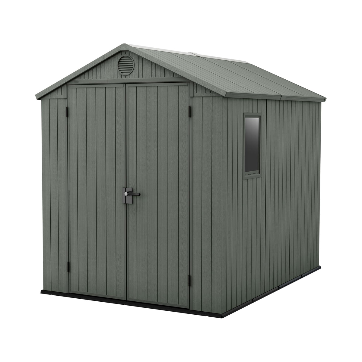 Keter Darwin 6x8ft Outdoor Resin Garden Shed – Brown Evotech+ Wood-Look | Waterproof Resin Storage for Tools & Bikes | Double Doors | Lockable | 15 Yr Warranty | Zero Maintenance