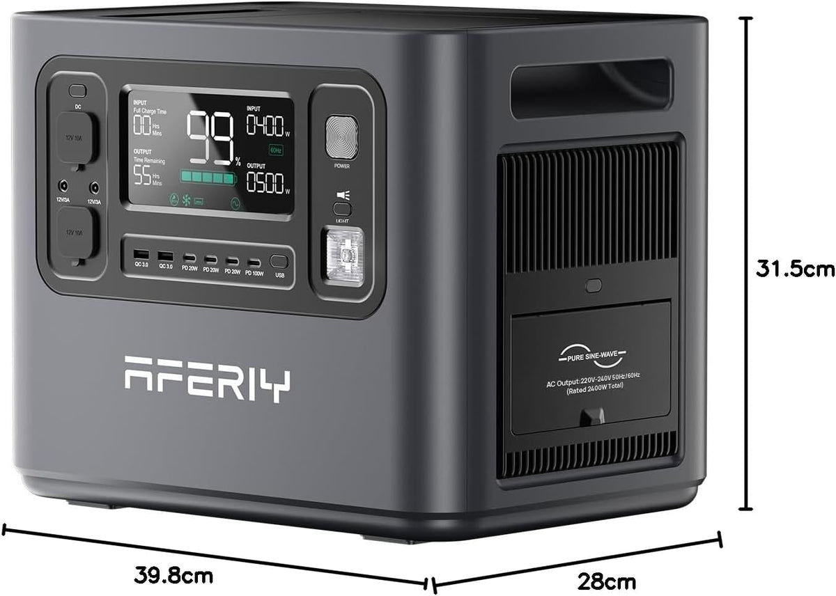 AFERIY Portable Power Station 2400W, 2048Wh Power Station LiFePO4 Backup Battery, Quick Charge in 1.5H, 240V AC Outlets, UPS, Solar Generator, Electric Generator for RV/Camping/Home, 7-Year Warranty