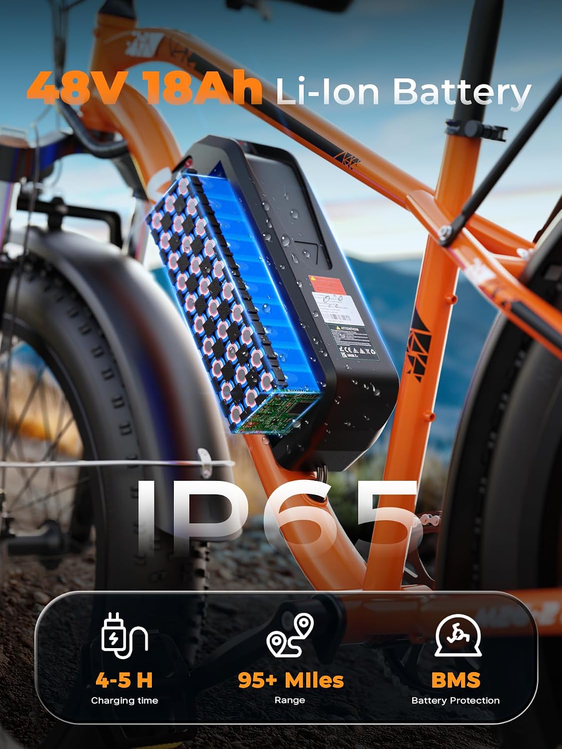VARUN 26" 4.0 Fat Tire Electric Bike with 48V 18Ah Battery, 95+ Miles Range | 250W 80Nm Motor, Rear Rack, Max 330LBS, 7 Speed, All-Terrain Electric Bicycle for Off Road & Commute