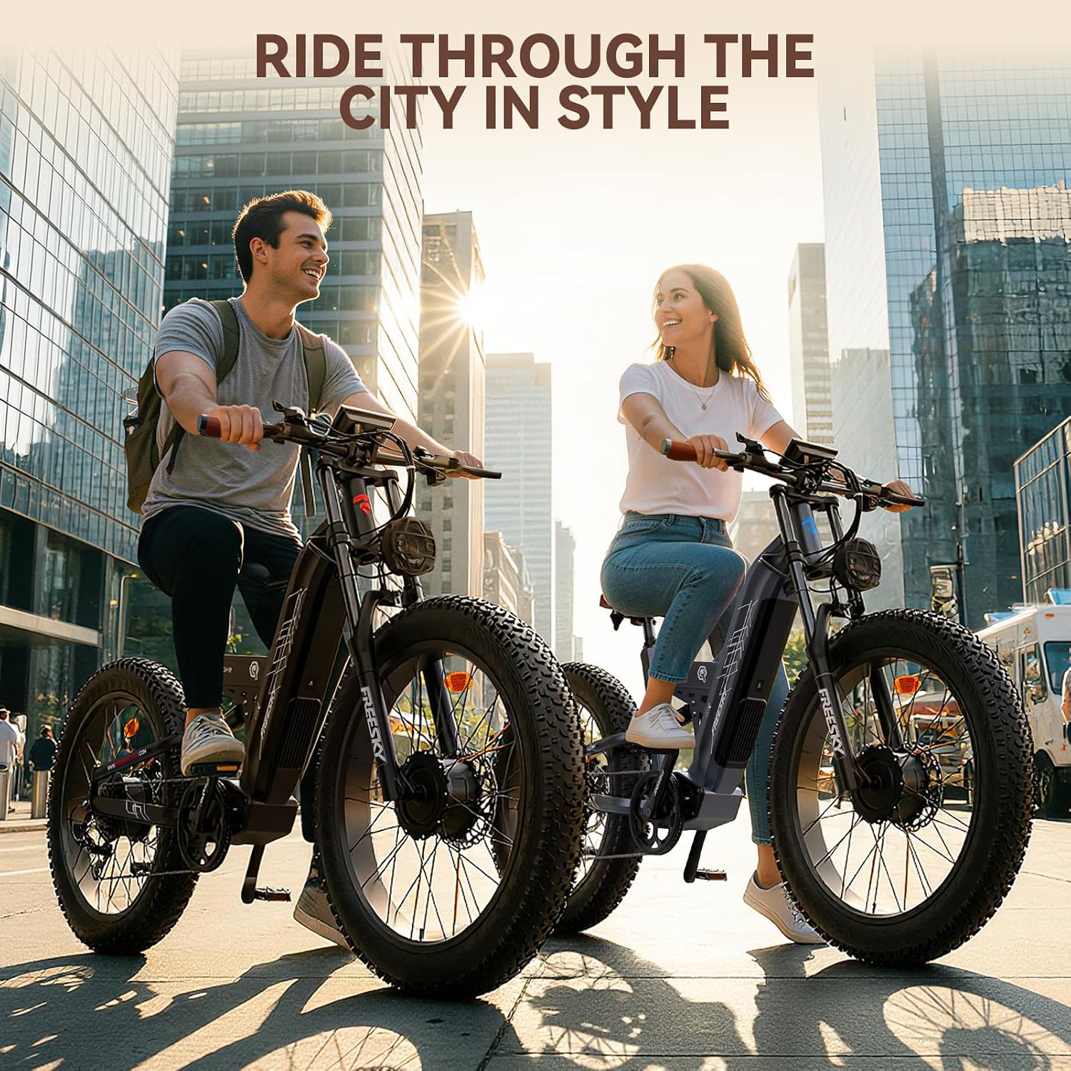 FREESKY Warrior Pro 240NM Dual Motor Electric Bike for Adults, 48V 30Ah LG Cells Battery 190KM Long Range AWD Electric Mountain Bike, 26" Fat tyre All-Terrain Electric Bicycle Full Suspension E-Bike