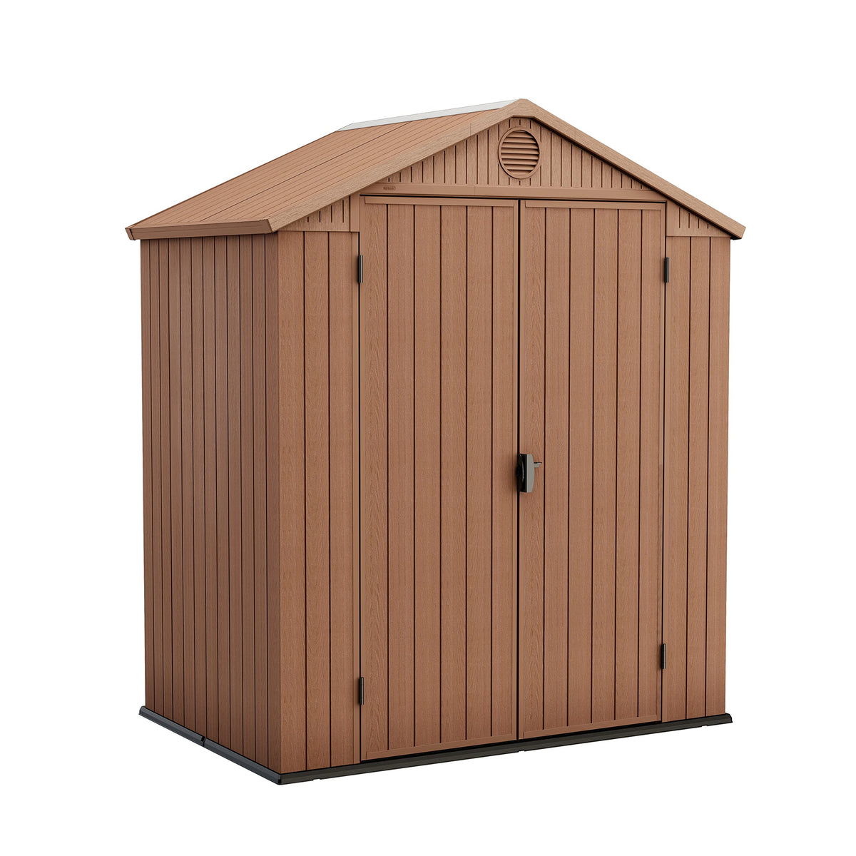 Keter Darwin 6x8ft Outdoor Resin Garden Shed – Brown Evotech+ Wood-Look | Waterproof Resin Storage for Tools & Bikes | Double Doors | Lockable | 15 Yr Warranty | Zero Maintenance