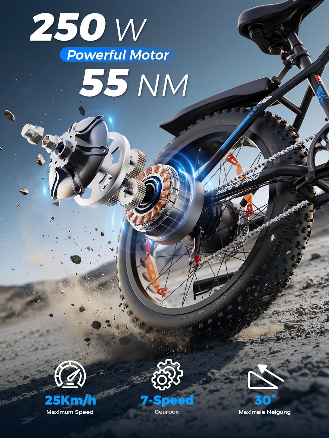 VARUN Electric Bike, 26''* 4.0 Fat Tire E Bike,100-150km Max Range | 48V 13AH/18AH Lithium Battery, 250W Motor, LCD Display with 5 PAS, 7 Speed, All Terrains