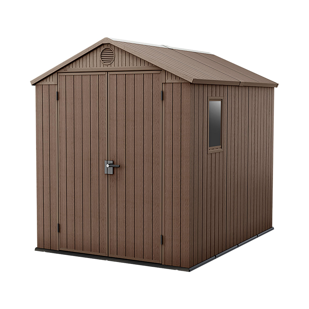 Keter Darwin Outdoor Apex Double Door Garden Storage Shed 6 x 8ft Grey Evotech+ Wood Look and Feel | Fade Free | All Weather Resistant | Safe and Secure | Zero Maintenance | 15 year Warranty