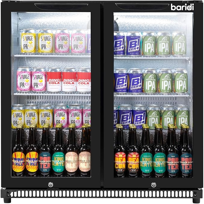 Back Bar Drinks Fridge with Hinged Double Door, 190L Capacity DH272